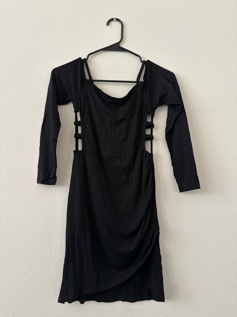 ASOS Black Long-Sleeve Cutout Midi Dress